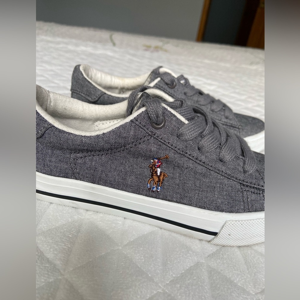 Polo Ralp Lauren Easton ll Sz 1 Shoes Colorful Pony/ Flesh Pony Chambray Fabric - Picture 2 of 10